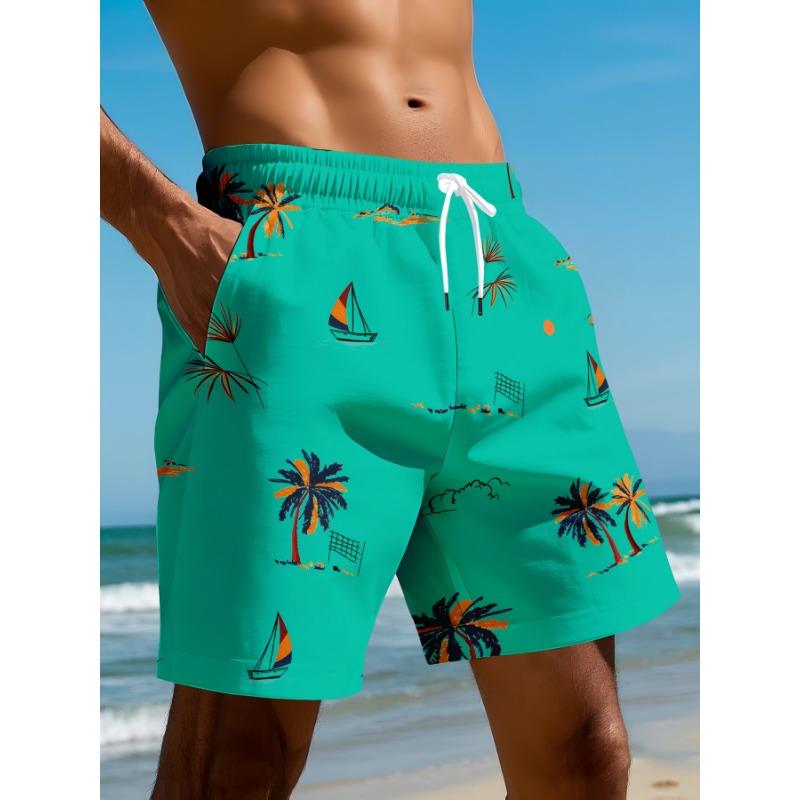 

New Coconut Tree Sailing Print Beach Pants Men s Summer Men s Shorts Quick-drying Pants Loose Fashionable Pants Summer S