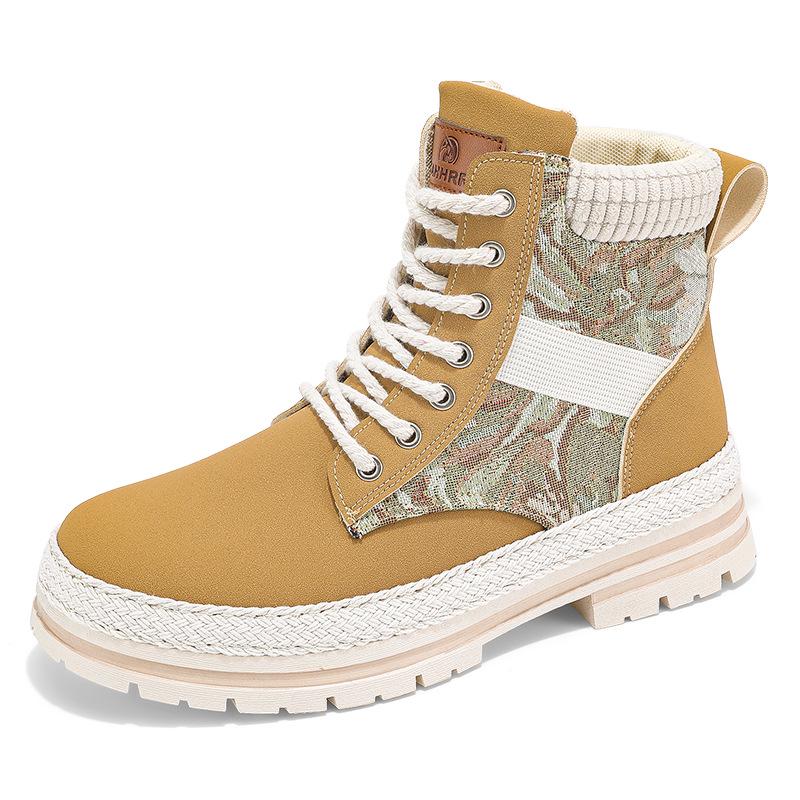 Retro Couple Style Lace-Up Martin Boots - Men's High Top Thick Sole Casual Shoes