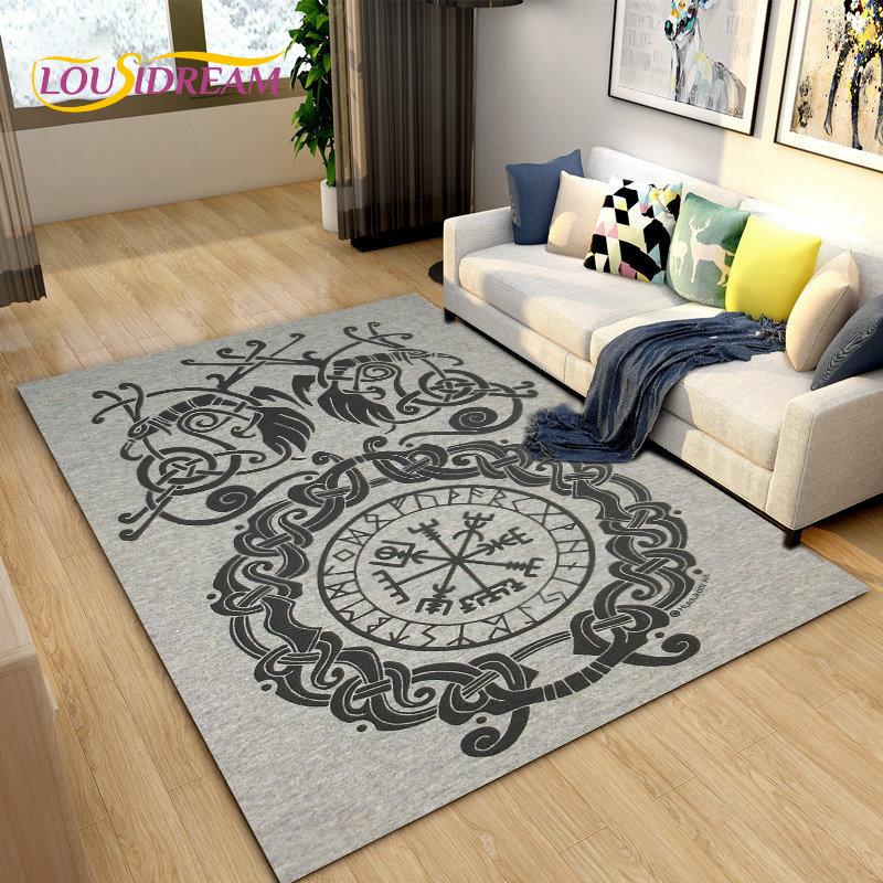 Vikings Nordic Mythology Odin Area Rug,Carpet Rug for Living Room Bedroom Sofa Doormat Decoration,Kids Play Non-slip Floor Mat