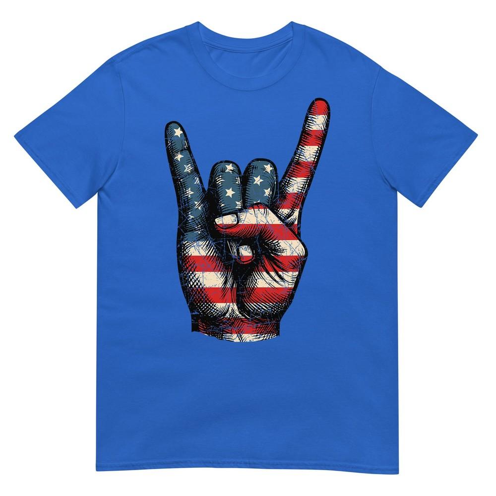 Retro Merica Rock Sign 4th Of July Vintage Usa American Flag TShirt