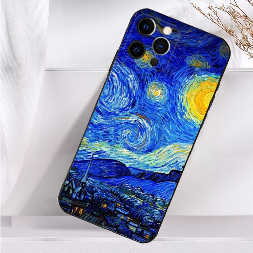 

Van Gogh Art Sunflower Phone Case For iPhone 16,15,14,13,12,11 Plus,Pro Max,XS,X,XR,SE,Mini,8,7 Soft Silicone Black Cover iPhone14Pro