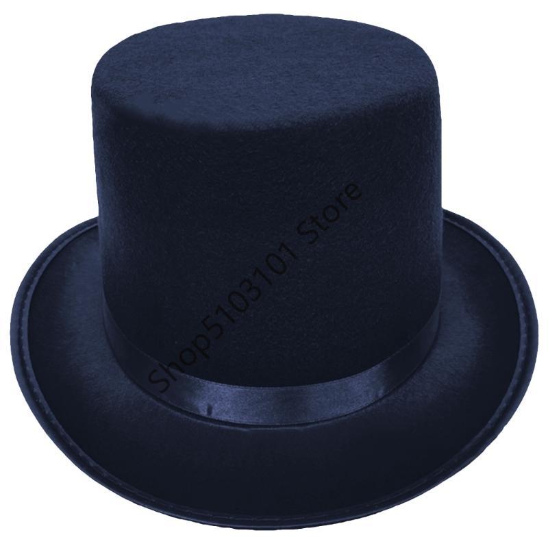 X6HE Elegant Stage Performances Tall Hat Cosplay Costume Gentleman Hat with Roll Trim Adult Carnivals Party Photography Hat