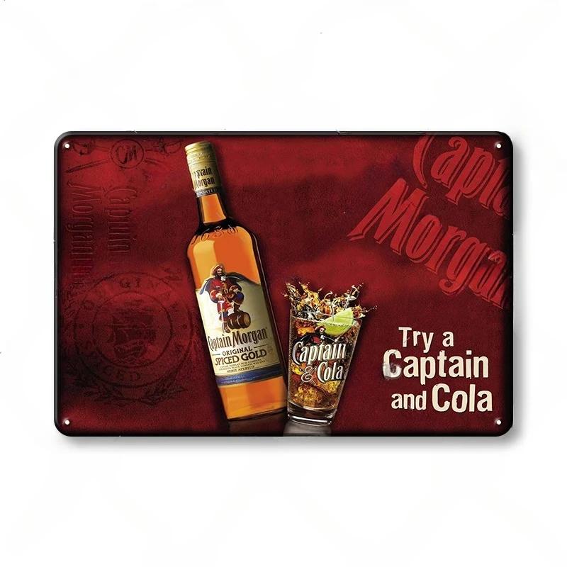 Vintage Trink-Rum Captain Morgan Blechschilder Poster Wanddeko Retro Metallschild Havana Club Bacardi Kraken Plakette Bar Kitsch