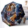 1pc Sturdy 8-Bone Auto Umbrella, Stylish Tiger Umbrella, Digital Printed, Foldable Umbrella for On-the-Go Outdoor Use