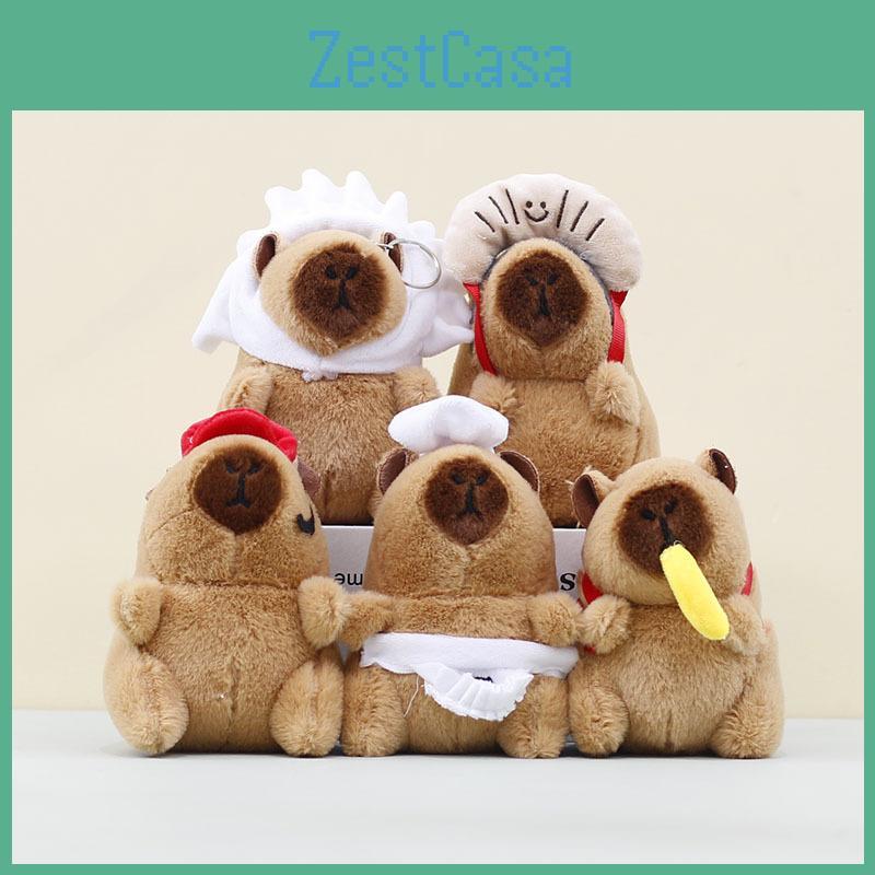 Capybara Plush Cook Pendant Toy Keychain Stuffed Doll Bag Decoration Kids Gift