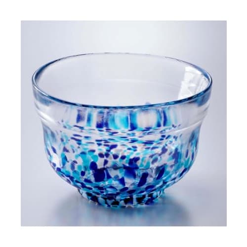 Yamakiikai Crystal Matcha Bowl, Blue and White, W614