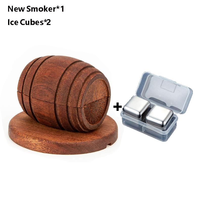 Neues Modell Fass Cocktail Räucherset mit Holzchips - 4 Geschmacksrichtungen Old Fashioned Getränkeräucher Infuser für Bargetränke Küche