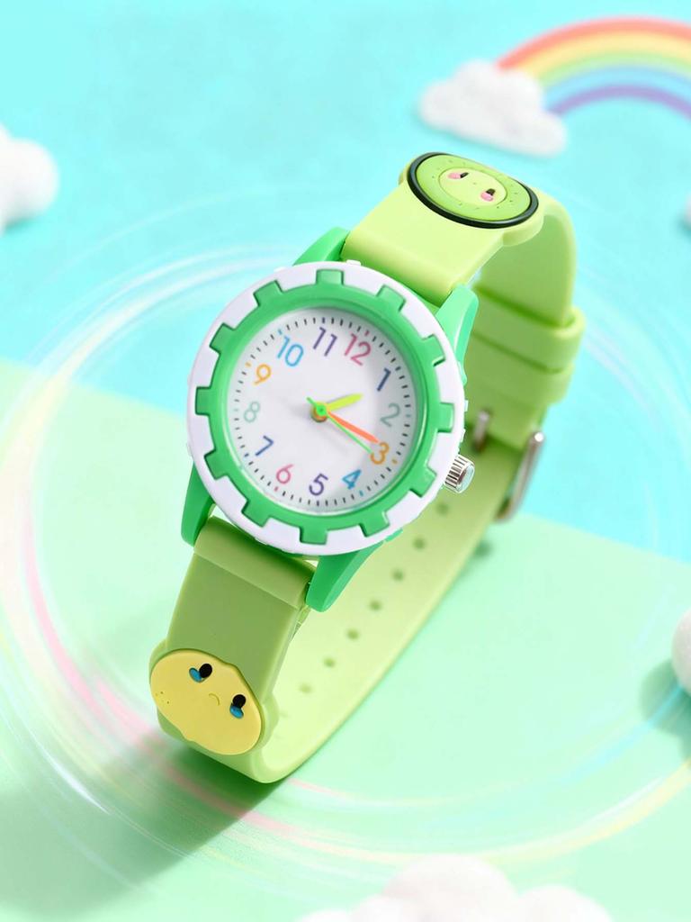 Fashionable and Cute Cartoon Pattern Silicone Strap Colorful Dial Children's Quartz Watch, Suitable for Daily Wear, Christmas Gi