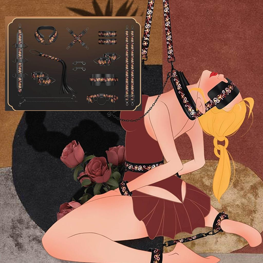 SM-sett med håndjern Bondage-tau sett med tempereringsverktøy Splittelekesett Valentinsdag SMl-gavesett