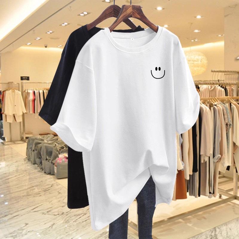 Women's 2026 Summer Smiley Face Graphic Round Neck Short Sleeve Loose Fit T-shirt