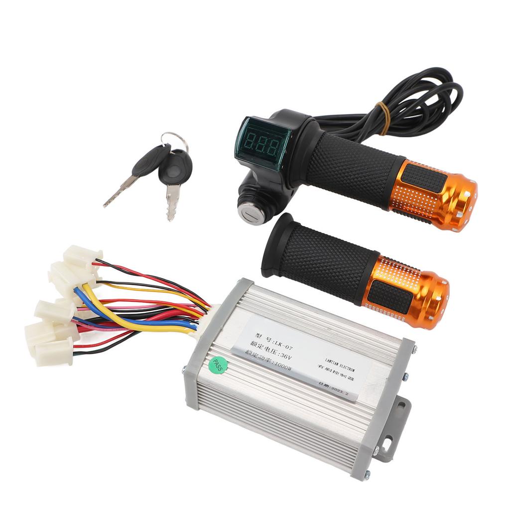 Controller Motore 36V 1000W Lega di Alluminio Gomma Controller Bicicletta Elettrica Kit Manopola Acceleratore con 2 Chiavi per Elettrico