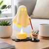 Whimsical Room Accessories Halloween Ghost Walking Dog Figurine, Cute Spooky Statue with LED Candle, 3D Printed Tabletop Ornament for Holiday