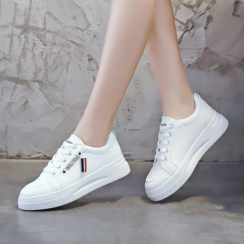 Scarpe Bianche Piccole Donna Sneakers con Plateau Quattro Stagioni Scarpe Casual in Pelle Donna Scarpe Basse Scarpe da Skate per Studenti da Esterno