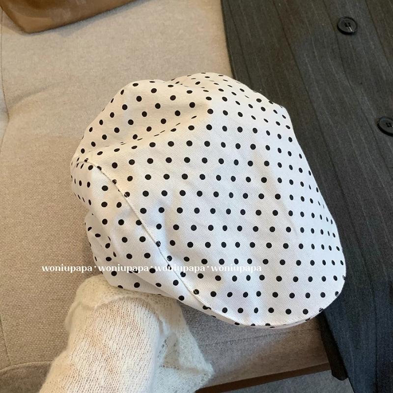 

Retro Polka Dot Print Forward Hats for Women Outing Sweet Versatile Fashion Y2K Berets Cap Bonnet