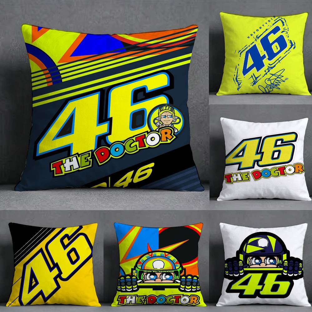 V-Valentino R-Rossi Moto 46 Square Double-Sided printed Pillow Case Bedroom Bedside Pillow Sofa Cushion Cover