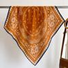Orange Cashew Flower Cotton and Linen Hair Scarf  Small Square Scarf  Women's Thin Scarf  Linen Headscarf  Versatile Shirt