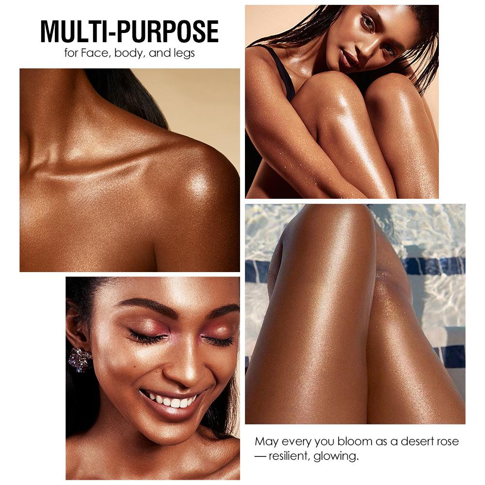 4pcs Body Shimmer Oil Set Liquid Highlighter 30ml Face and Body Luminizer Sparkle Glow Makeup Non-Sticky Moisturizing Shimmer Lotion