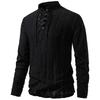 Men's Lace-Up Stand Collar Textured Shirt Long Sleeve Casual Retro Top for Men Spring Autumn Fashion Multi-Color Male Blouse