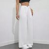 Women Pants High Waist Straight Wide Leg Suit Trousers with Side Pockets Pure Color