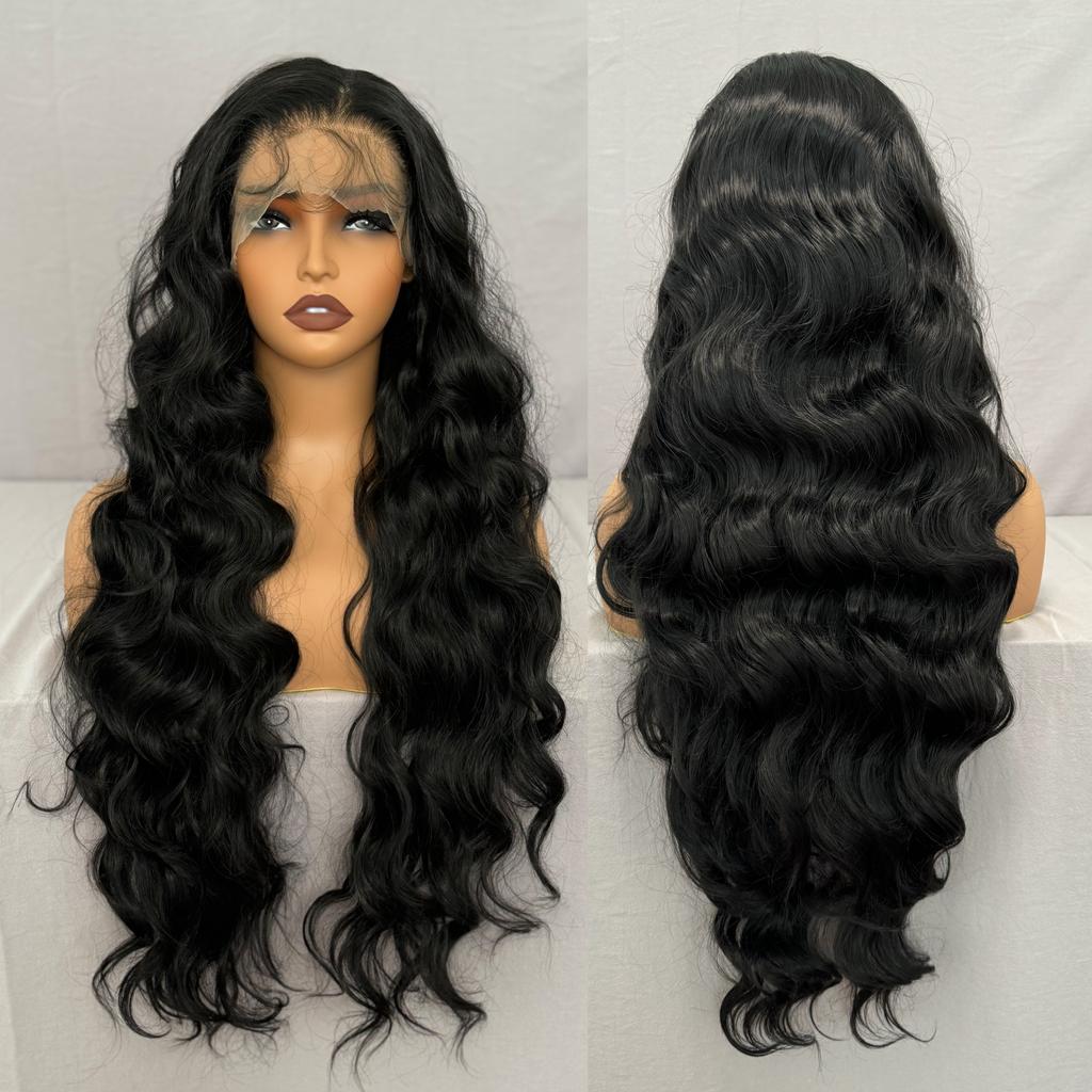 Synthetische Lace Front Perücke Highlight Ombre Lockere Body Wave Perücke Hitzebeständige Synthetikhaar-Perücke für Schwarze Frauen Täglich