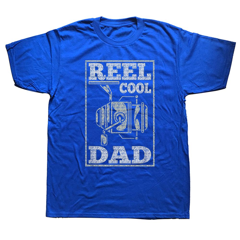 Reel Cool Dad Fishing Daddy Father's Day T-Shirt Short Sleeve Humor Streetwear Tee Loose Fit Clothing for Unisex