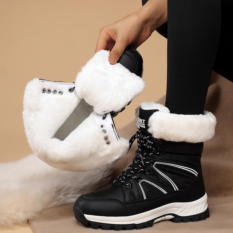 Large Size Outdoor Travel Sports Snow Boots Women's Winter Velvet Warm Medium Tube Women's Cotton Boots Ski Hiking Shoes