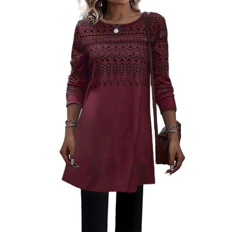 Women's Crew Neck Long Sleeve Dress Pullover Top