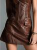 2025 Women's V-Neck Sleeveless Leather Biker Dress - Europe & America Fashion