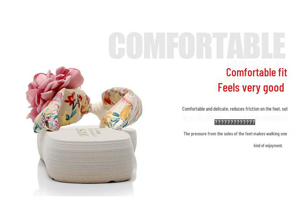 Korean Style Women's Summer Parent-Child Flower Wedge Flip-Flops: Non-Slip Thick Sole Beach Sandals for Outdoor Wear