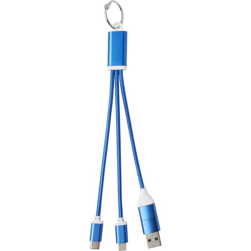 4 in 1 Recycled Aluminium Keyring Charging Cable