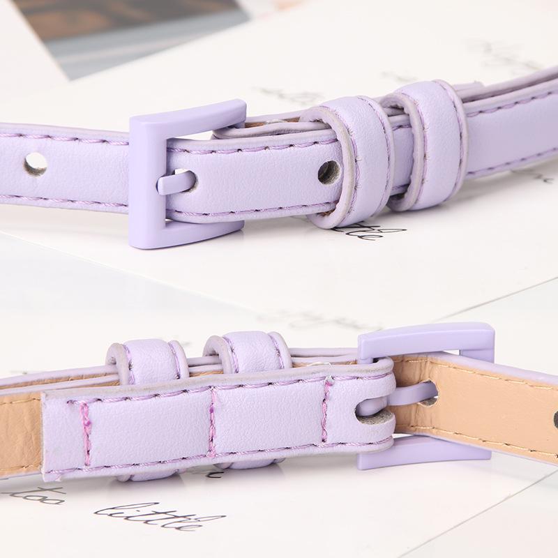 Versatile Women's Candy Color Leather Belt with Small Square Buckle - Thin, Decorative Waist Accessory for Dres… More