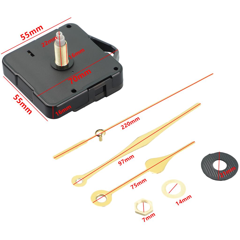 Replacement Parts Clock Repair Set 1.5V AA Battery Change Easy To Use Gold Hands Long Hands Quartz Clock Movement