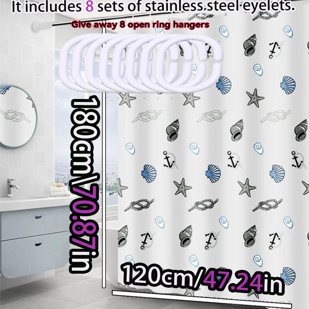 Simple small shell shower curtain Bathroom waterproof curtain opaque privacy protection easy to scrub toilet decoration curtain