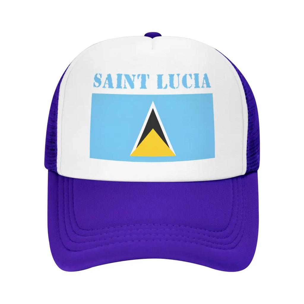 Custom Saint Lucia Flag Baseball Cap for Unisex Women Personalized Adjustable Trucker Hat Outdoor Snapback Dad Hats