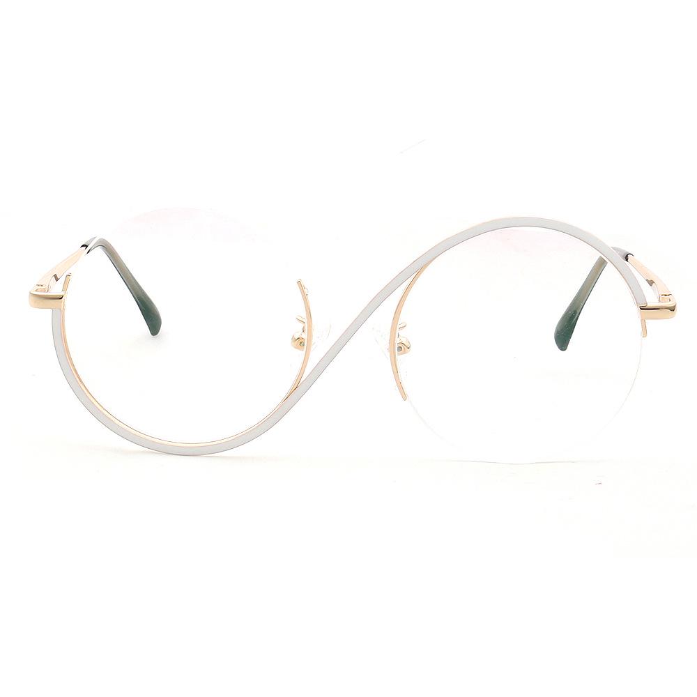 Yuanming Asymmetrical Retro Metal Round Eyeglasses - Fits Anti-Blue Light, TOP520