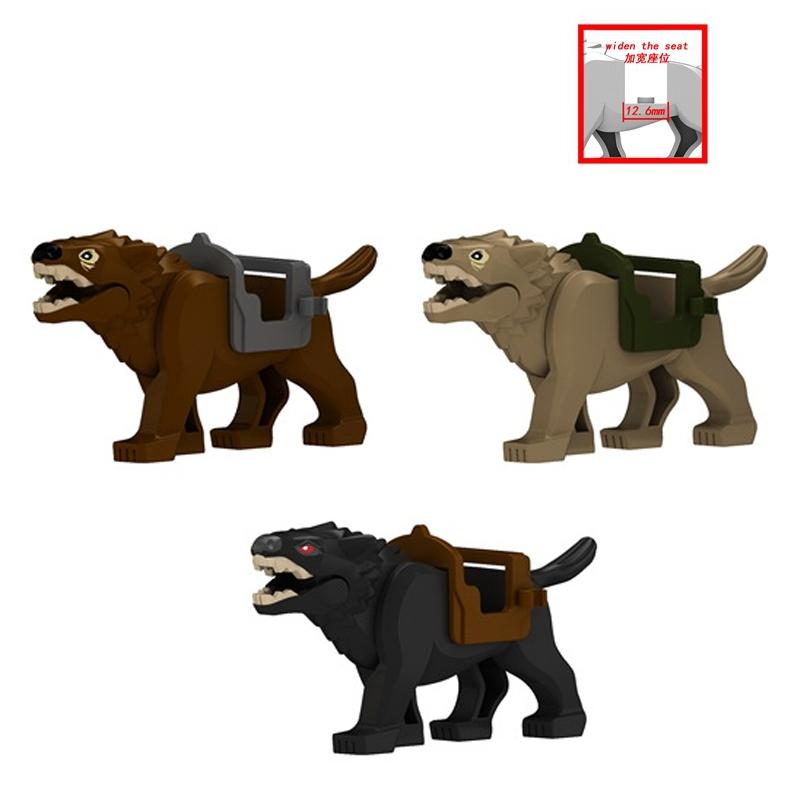 MOC Mediaeval Times Building Blocks Orc Mounts Wolf Flags Army Soldiers Character Accessories Bricks Animal Toys Gifts R064 DIY