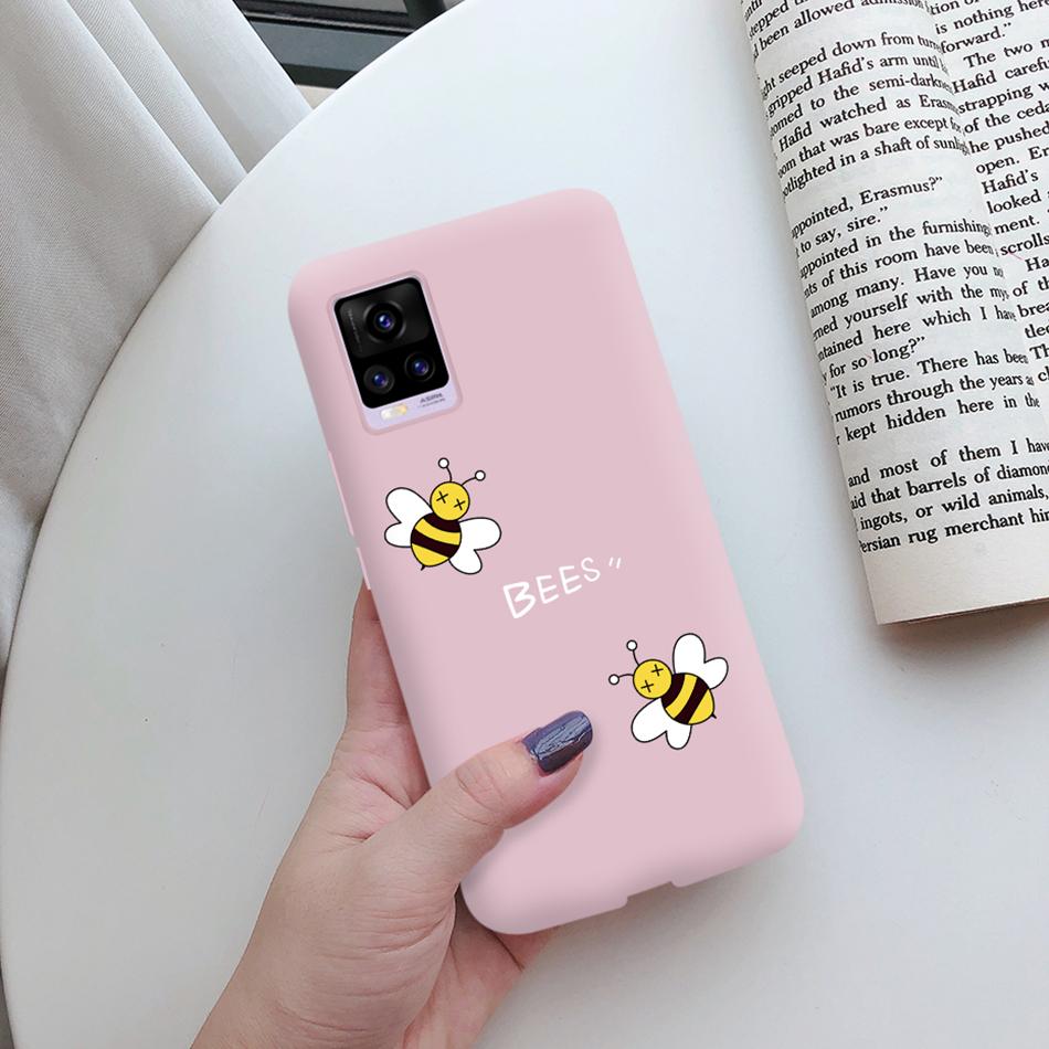 For Coque Vivo V20 Matte Silicon Case Cartoon Animals Cute Cat Pets Cactus Phone Back Cover For Vivo V20 V2025 V 20 VivoV20 Case