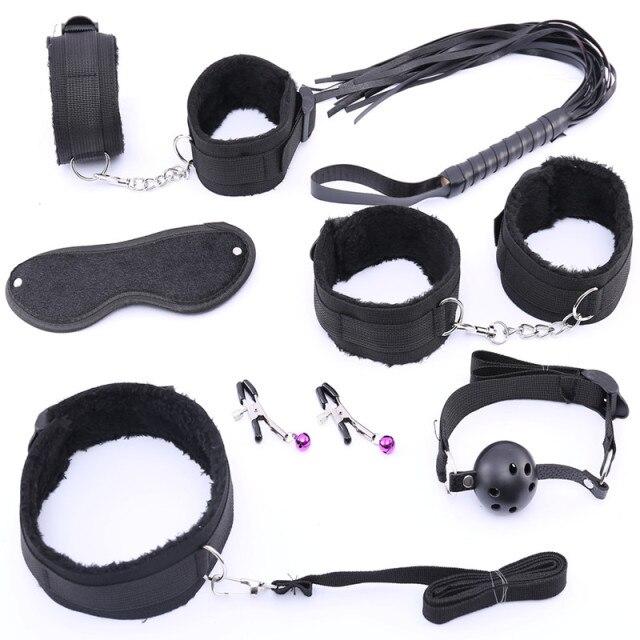Sexy Mask Fox Tail Metal Anal Plug BDSM Sex Bondage Adult Sex Toys for Women Nylon Plush Sex Handcuffs Whip