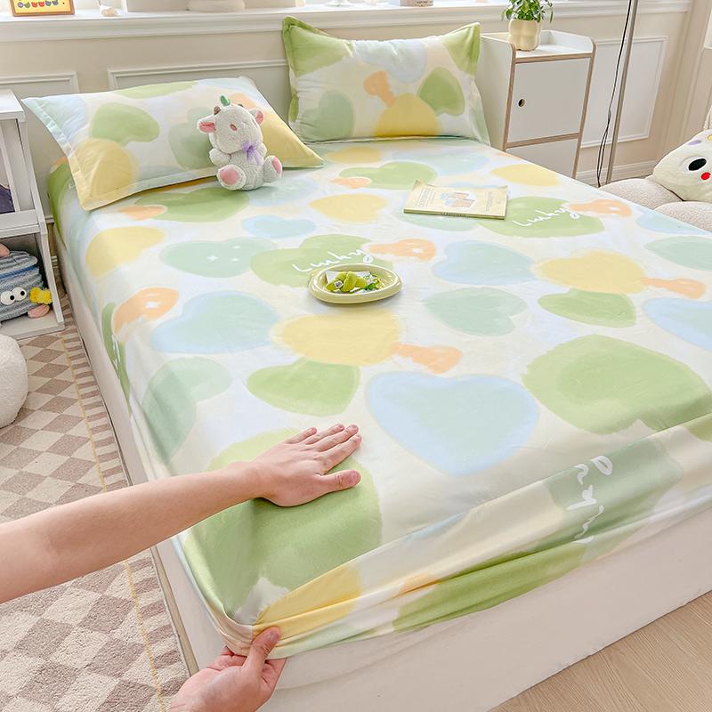 Printed One Single-Piece Bed Hat Without Pillowcase Mattress Cover Full Cover Dust-Proof Anti-Slip Bed Cover For All Seasons