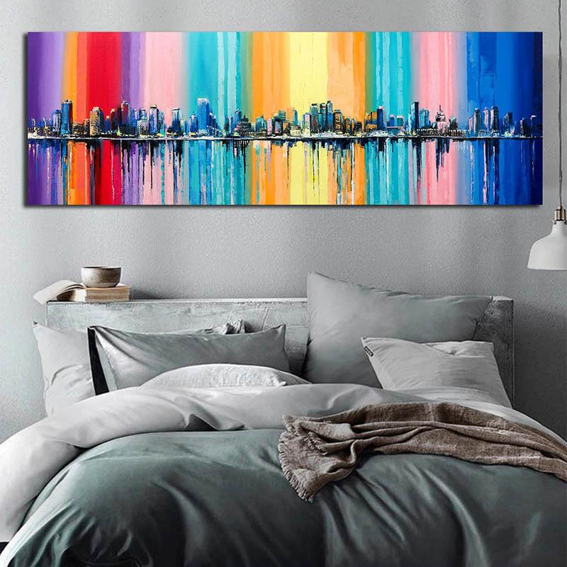 City Building Canvas Prints Modern Abstract Decorative Paintings Landscape Pictures For Living Room Wall Art Posters No Frame