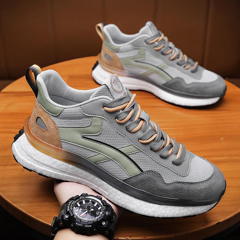 Genuine Leather Men's & Women's Trendy Sneakers - Size 45, Versatile for Autumn & Winter