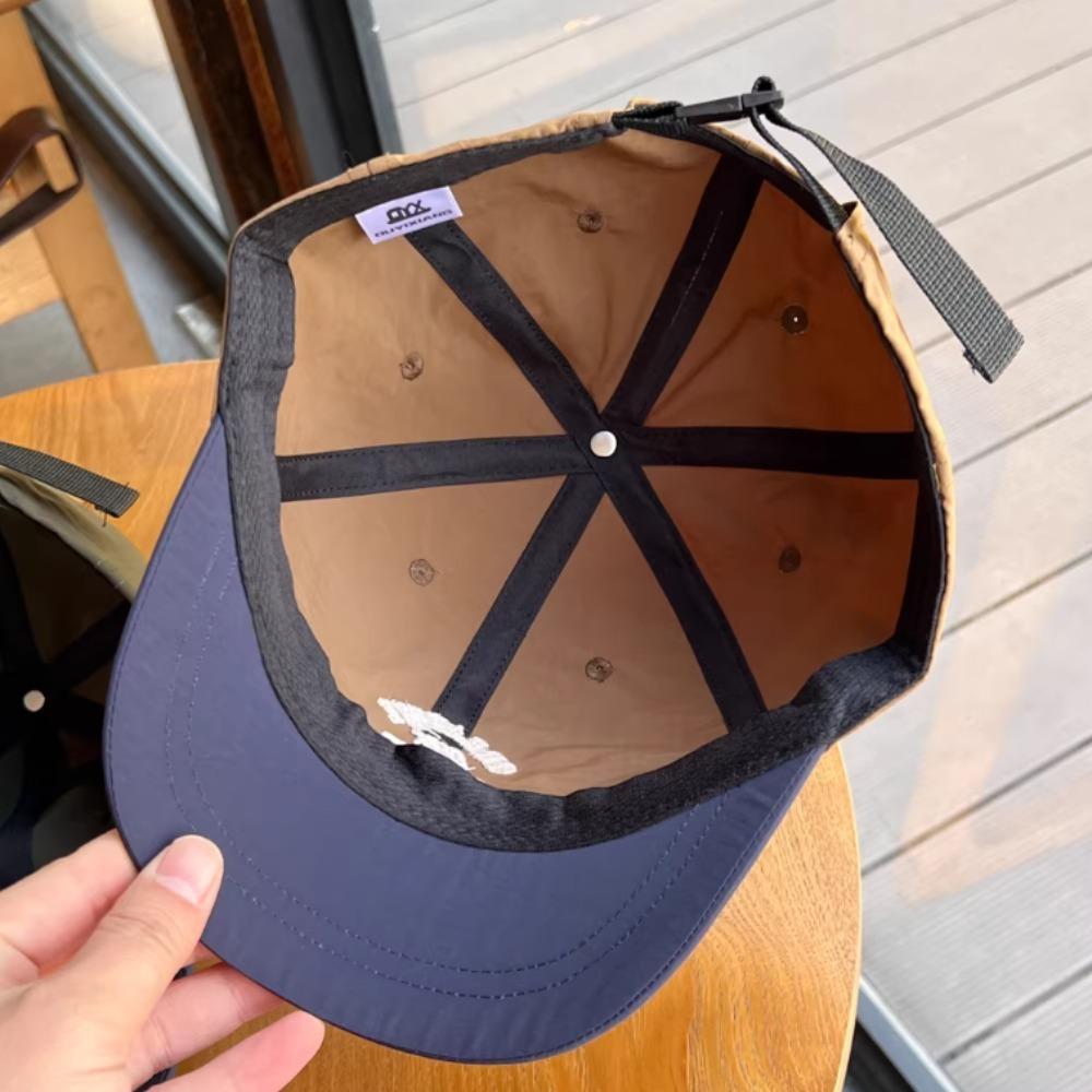 Short Brim Running Baseball Cap Unisex Quick-Dry Mesh Letter Decor Retro Fashion Color Block Outdoor Hat