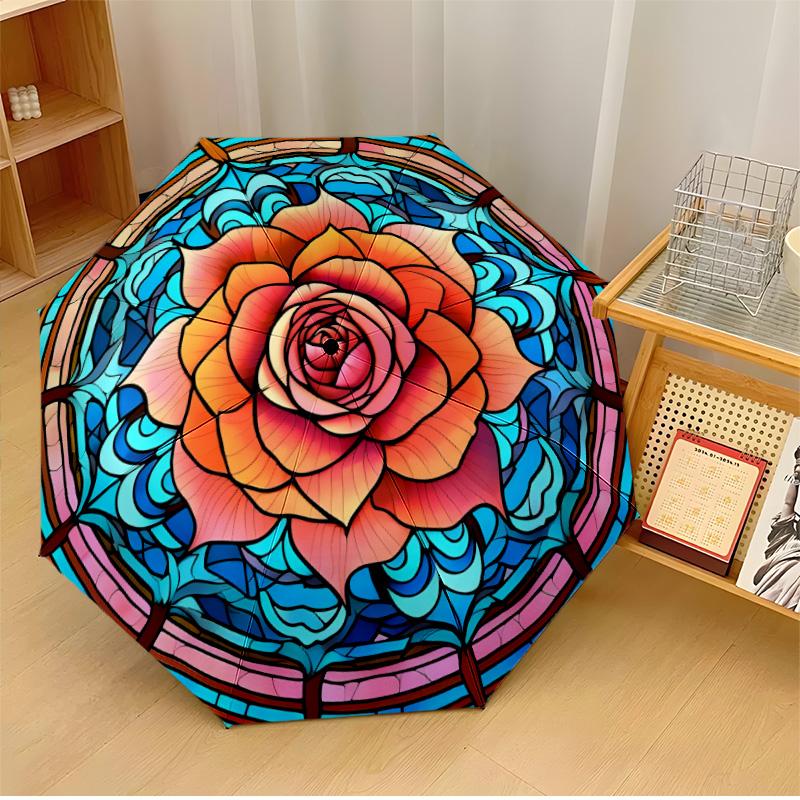 

rose (3) Theme Automatic Umbrella Compact 8-Rib Design Sturdy Construction Durable Umbrella Stylish Accessory