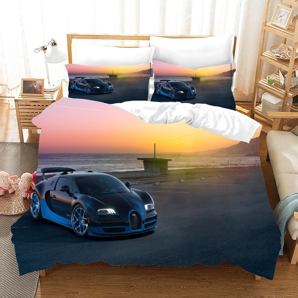 Racing Cars Bedding Set 3D Printed Duvet Cover Extreme Sports Home Decor Bedclothes For Adult Teen Boys Home Textiles