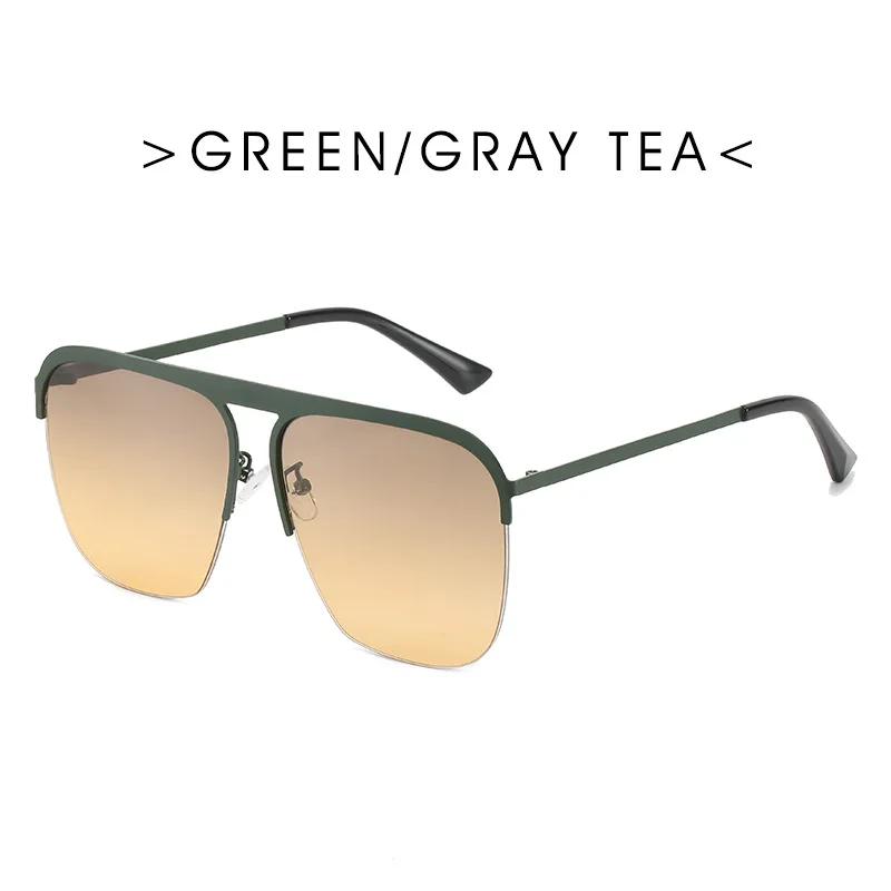 

New European And American Large Frame Trendy Sunglasses For Women Metal Half Frame Integrated Outdoor Gradient Color Glasses