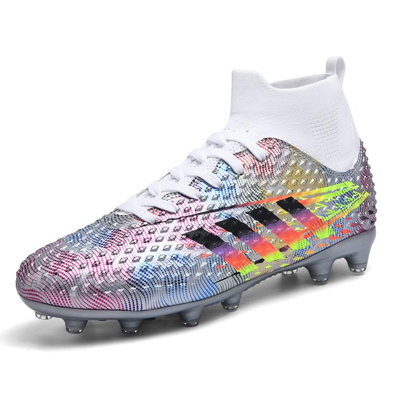 Merk Zilver Heren Voetbalschoenen Grote Maten 34-46 Ademend Slip-on Man Voetbal Schoenen Buiten Training FG Voetbal Sneakers voor Mannen