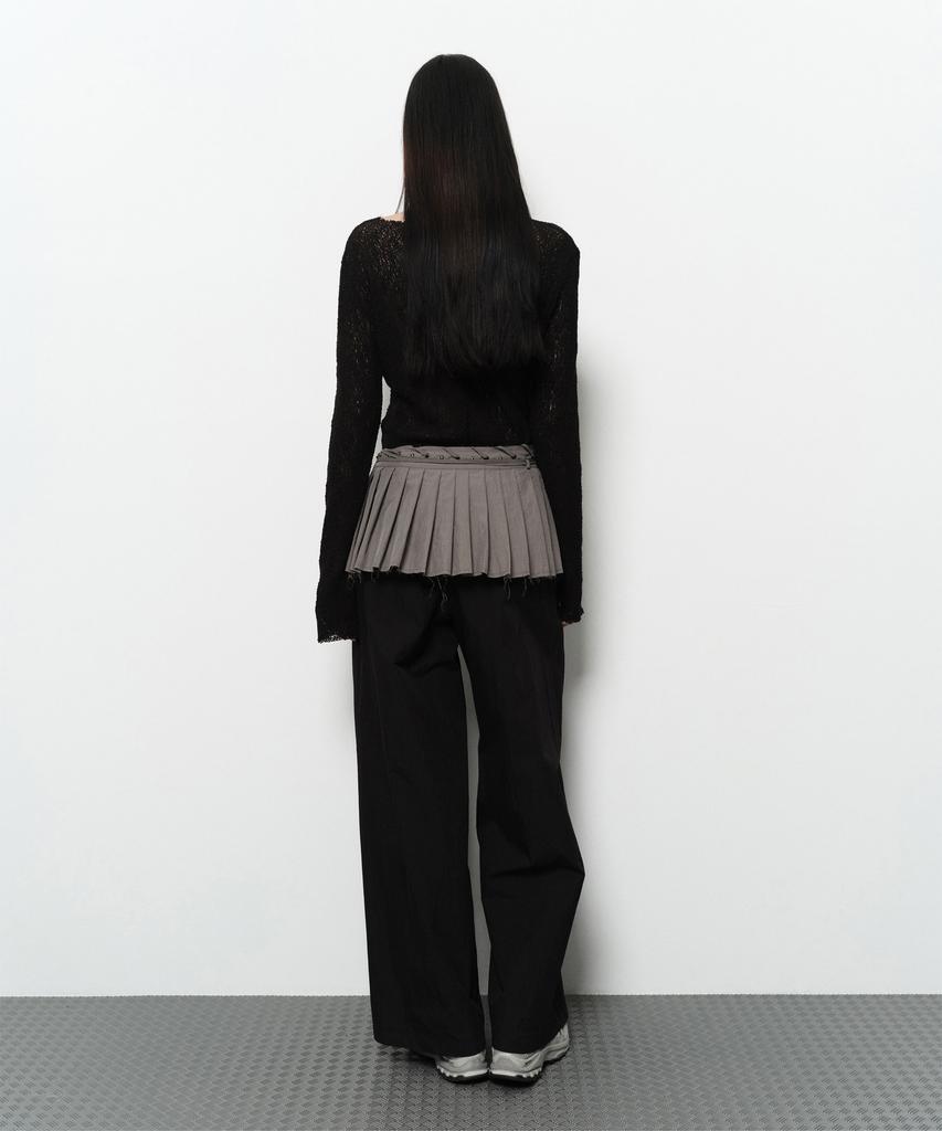 Daiaegeuneol Pleats Wrap Skirt (Grey)