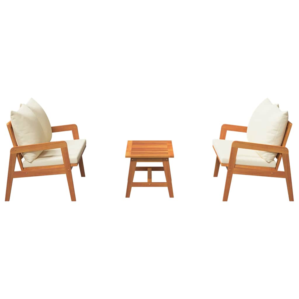 Outdoor Bistro Set with Cushions 3 pcs Brown Solid Acacia Wood