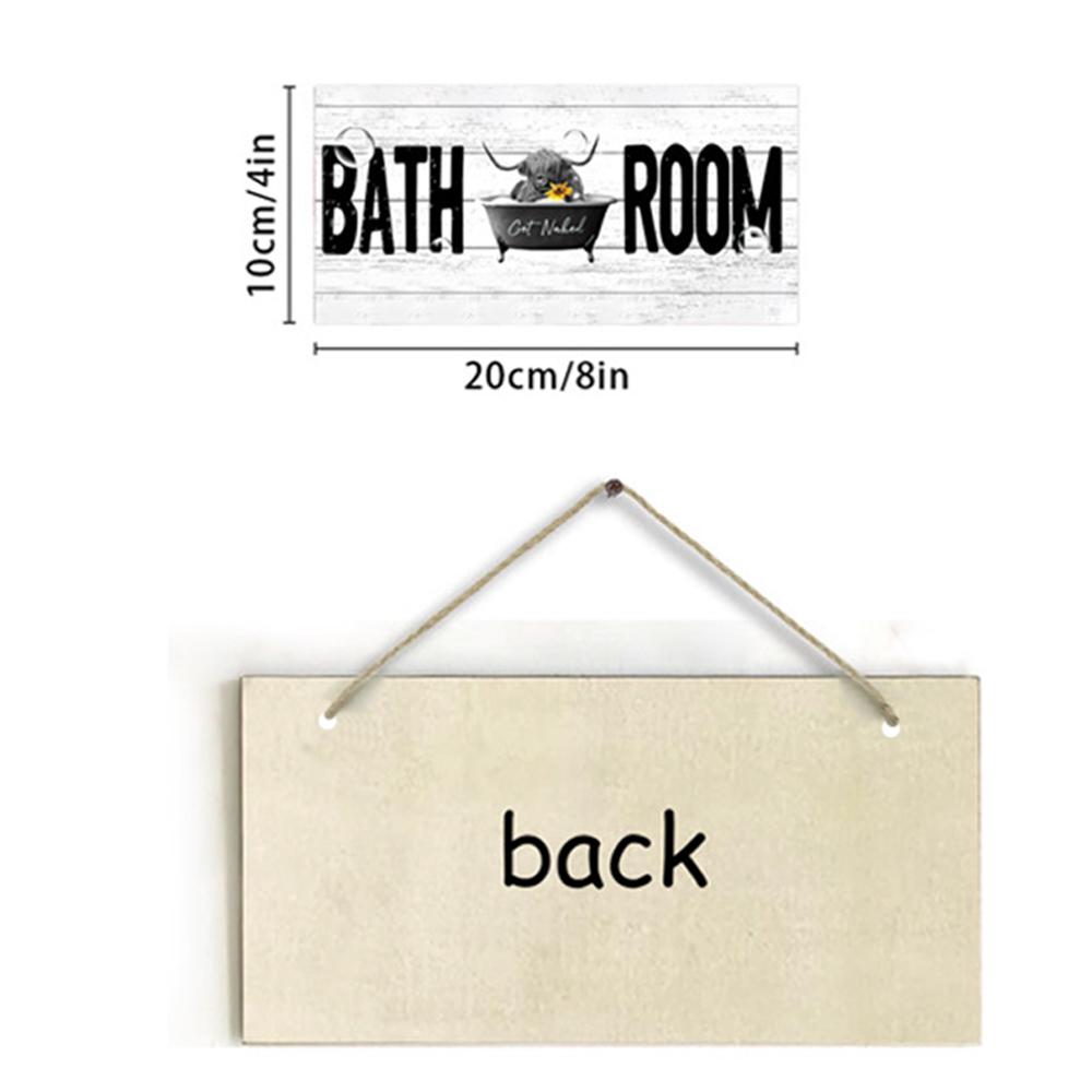 1pc Humorous and Funny Bathroom Sign,Sunflower Highland Cow Bathing In Bathtub, Wooden Hanging Plaque Decoration, 3.94in×7.87in