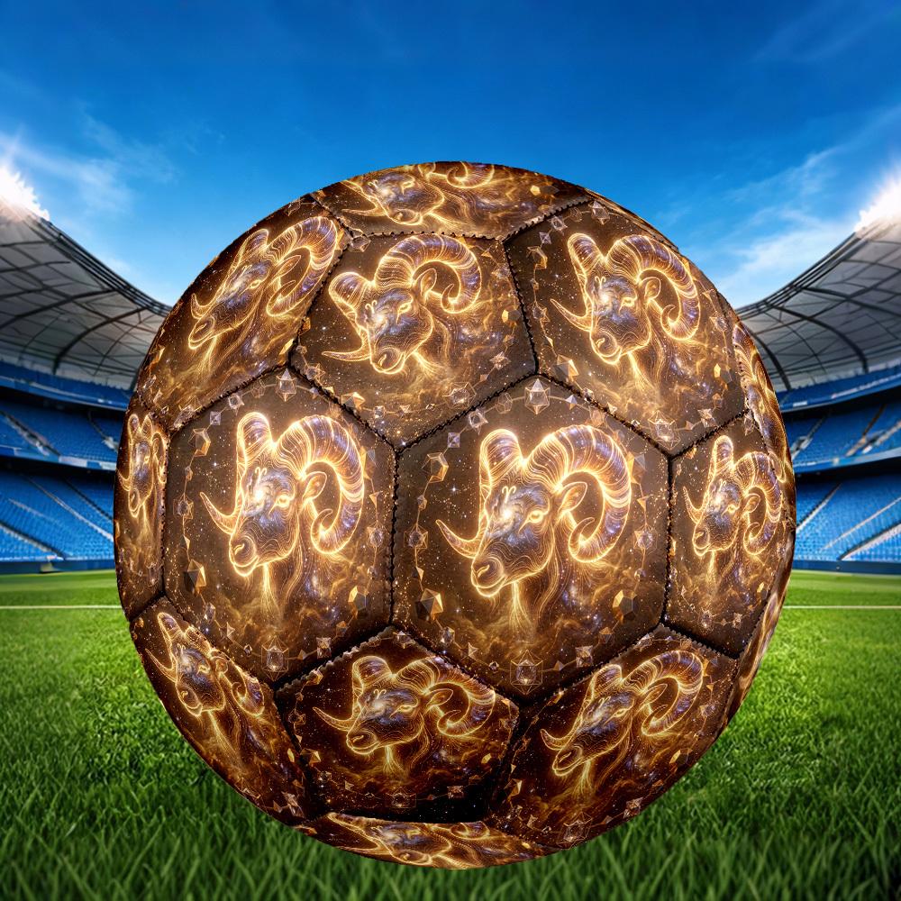 1pc Golden Ram Zodiac Theme Soccer Ball Football, Size 5, Lightweight PVC, Durable Outdoor Training Soccer Ball, Gift m61467